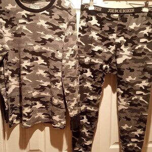 Joe Boxer Men's Large Thermal Gray Camouflage Shirt & Pant Set